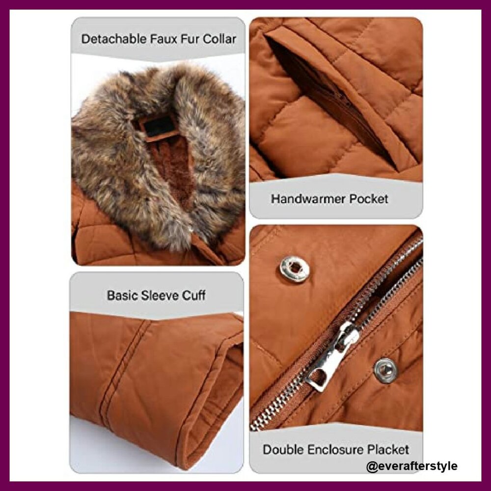 Winter Puffer Jacket Patchwork Plush Lining Remov… - image 5